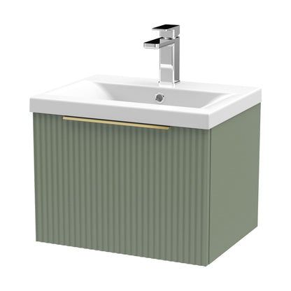 [BFFF891AH325] Tixall Fluted Front Wall Hung Vanity Basin Unit with Choice of Size, Colour and Handle Options - Cutout