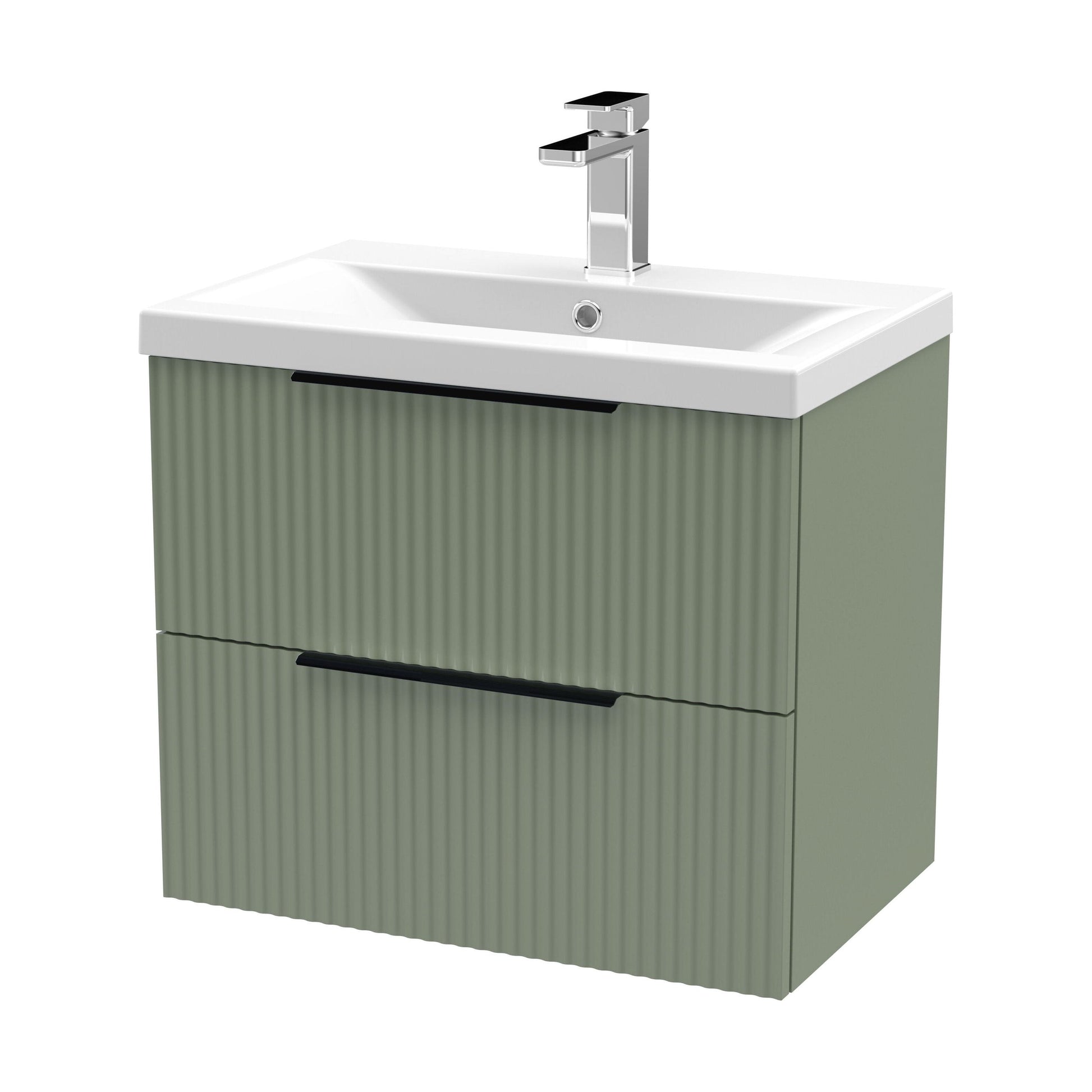 [BFFF893AH225] Tixall Fluted Front Wall Hung Vanity Basin Unit with Choice of Size, Colour and Handle Options - Cutout