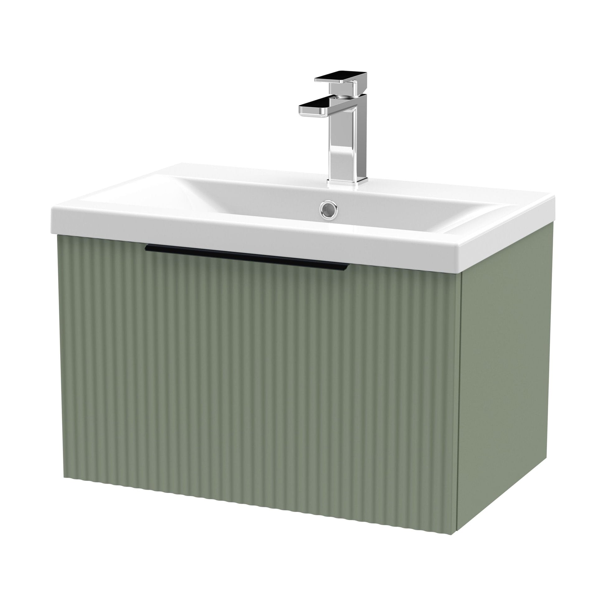 [BFFF894AH225] Tixall Fluted Front Wall Hung Vanity Basin Unit with Choice of Size, Colour and Handle Options - Cutout