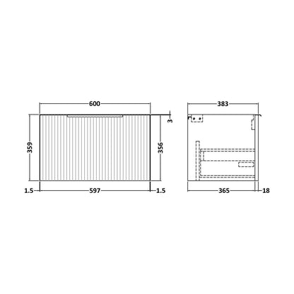 [BFFF894] 600 W/H Single Drawer Unit - Technical Drawing