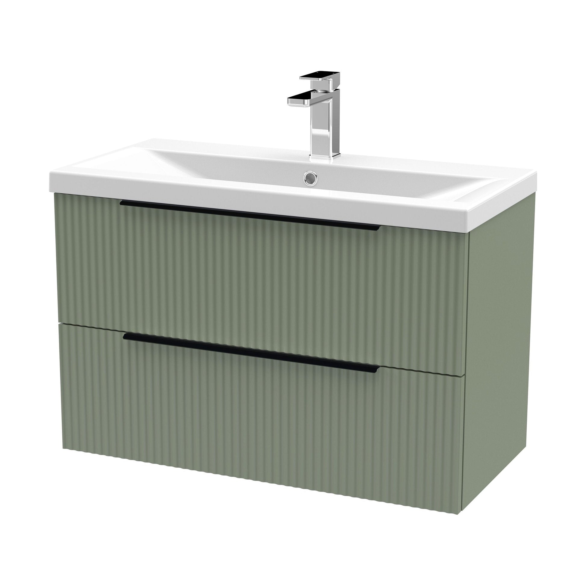[BFFF895AH226] Tixall Fluted Front Wall Hung Vanity Basin Unit with Choice of Size, Colour and Handle Options - Cutout