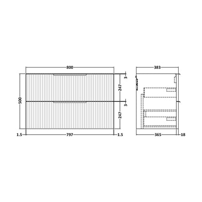 [BFFF895] 800 W/H 2-Drawer Unit - Technical Drawing