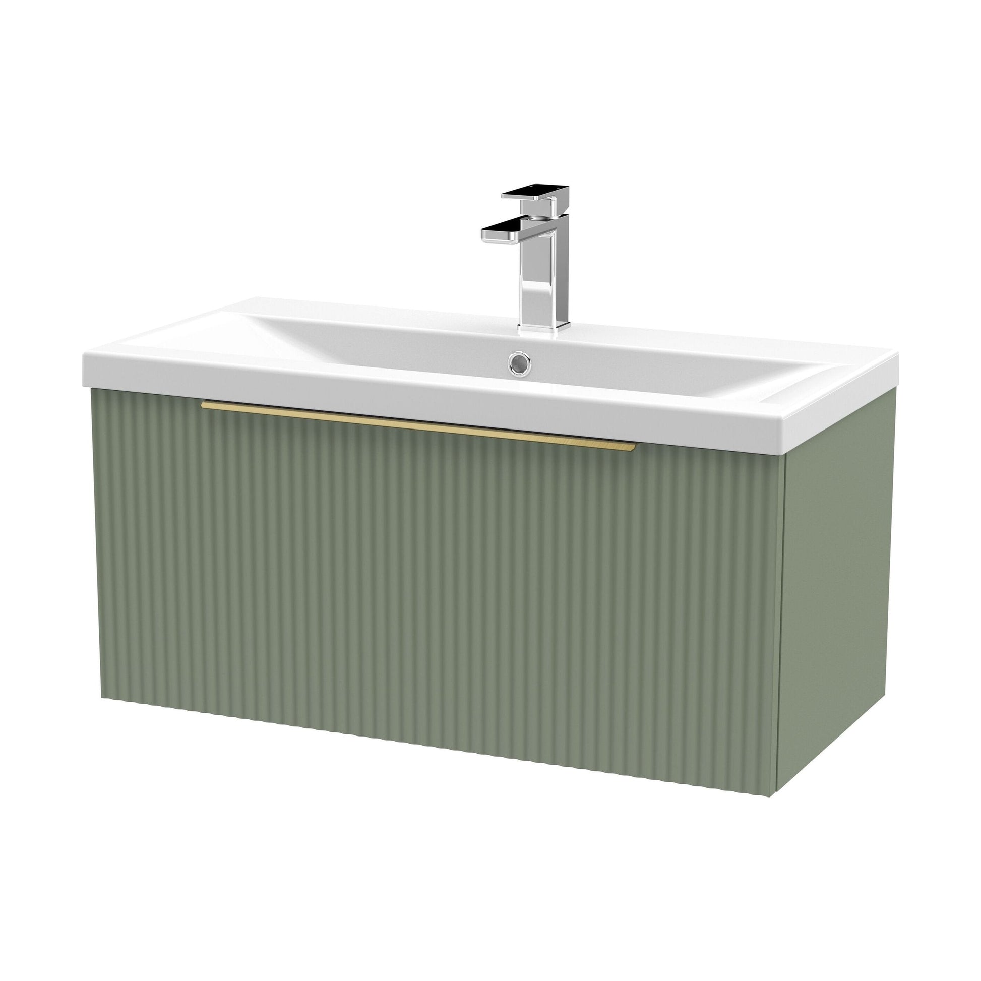 [BFFF896AH326] Tixall Fluted Front Wall Hung Vanity Basin Unit with Choice of Size, Colour and Handle Options - Cutout