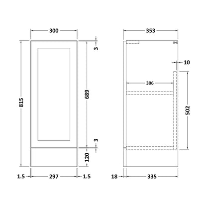 [BFFFH1482] 300 Base Unit (335) Shaker - Technical Drawing