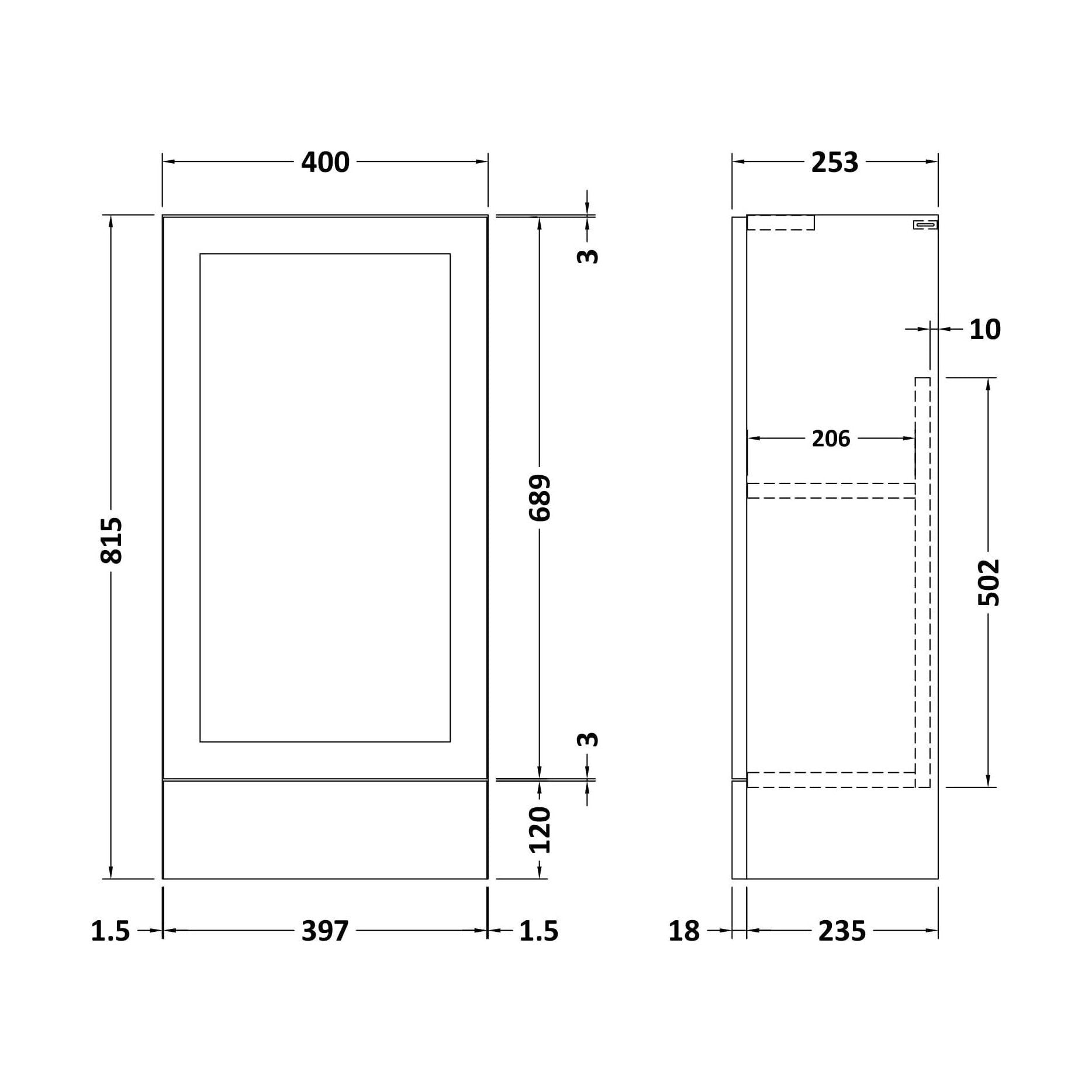 [BFFFH183] 400 Base Unit (235) Shaker - Technical Drawing