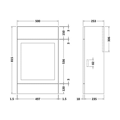[BFFFH1845] 500 Wc Unit (235) Shaker - Technical Drawing