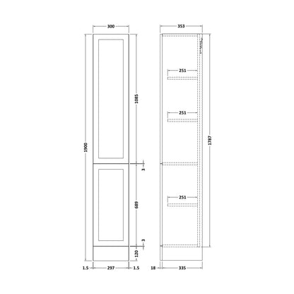 [BFFFH1863] 300 Tall Unit (335) Shaker - Technical Drawing