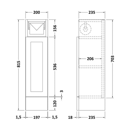 [BFFFH1886] 200 Toilet Roll Unit (235) Shaker - Technical Drawing