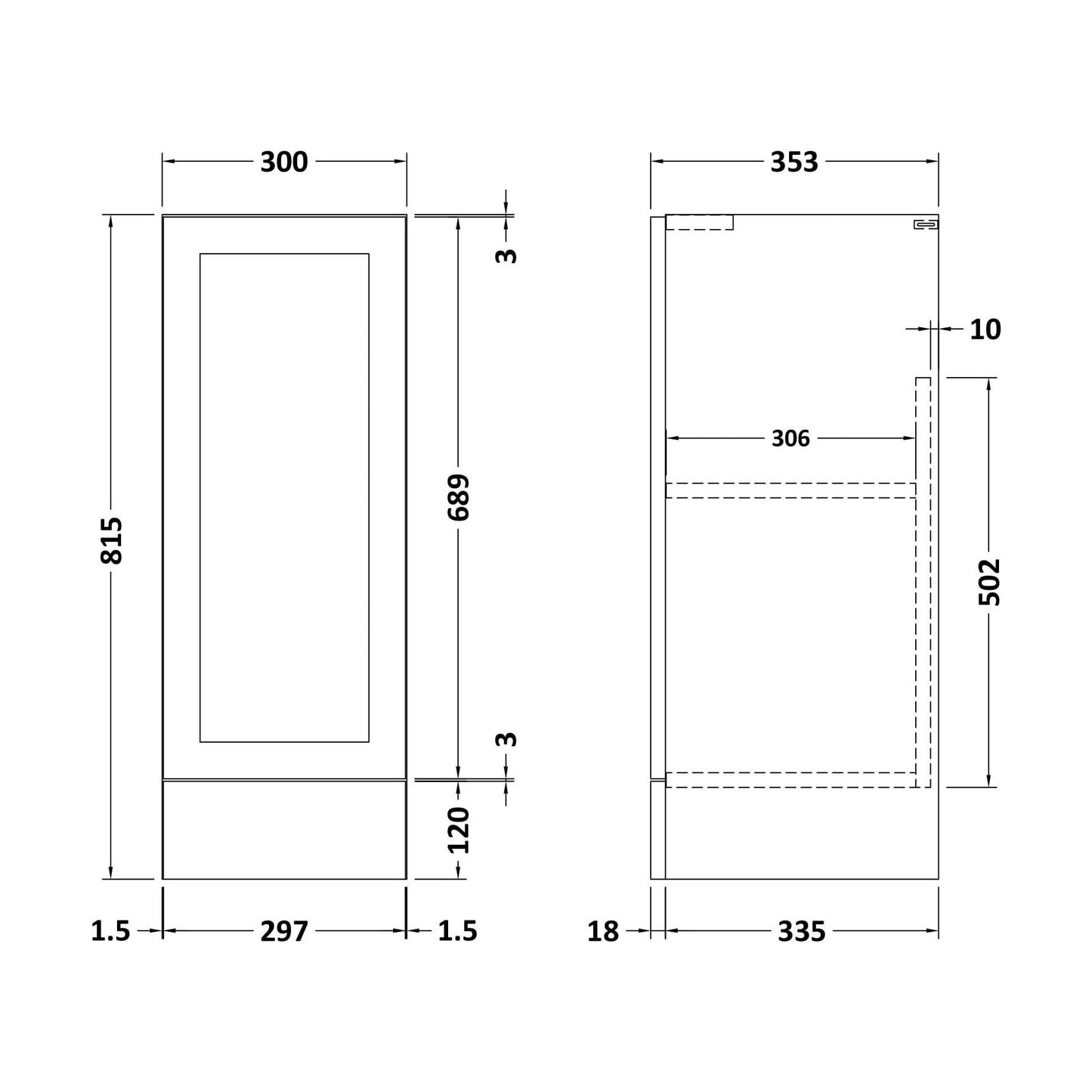 [BFFFH3282] 300 Base Unit (335) Shaker - Technical Drawing