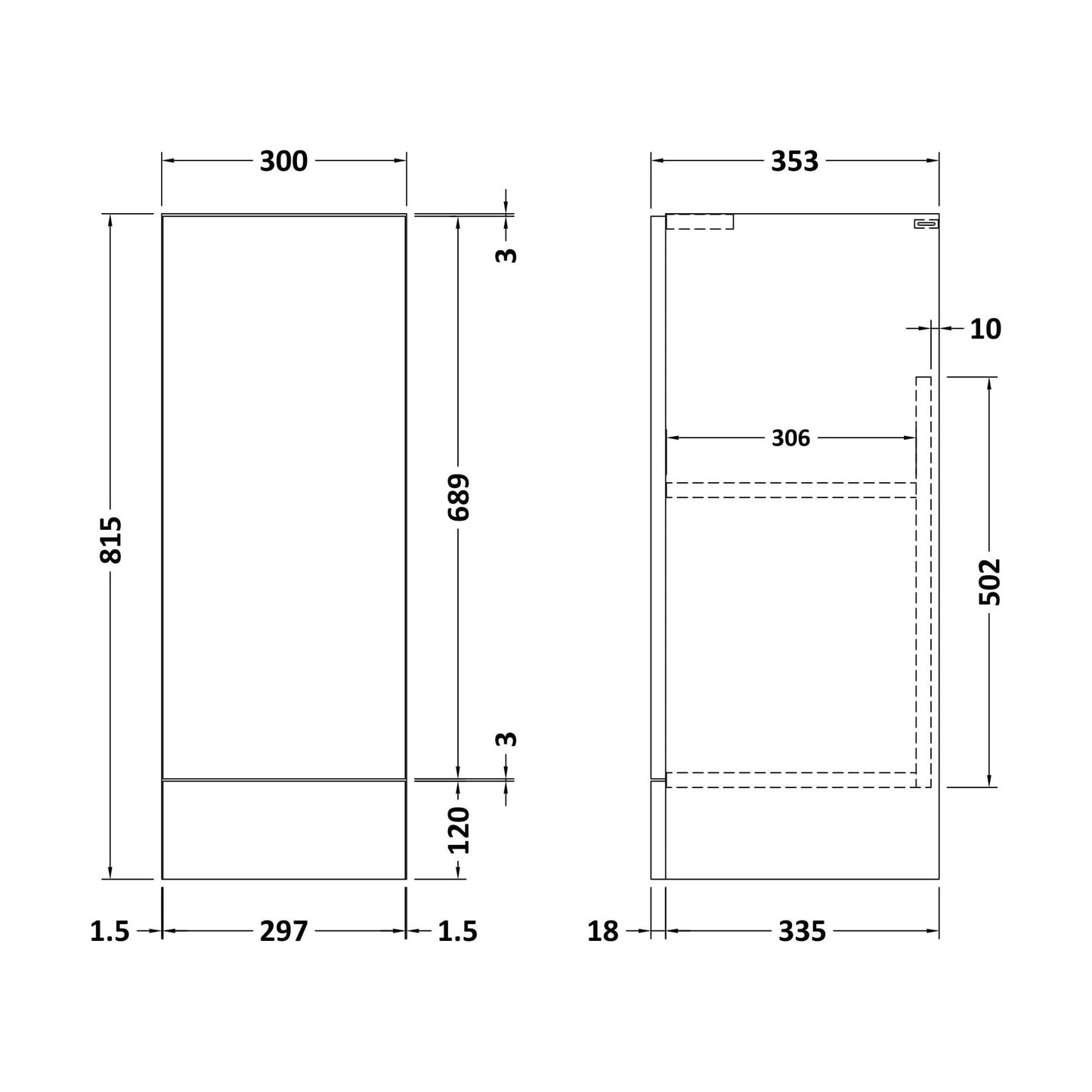 [BFFFL1482] 300 Base Unit (335) Slab - Technical Drawing