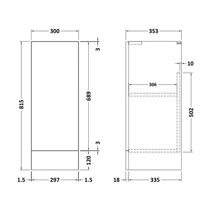 [BFFFL1482] 300 Base Unit (335) Slab - Technical Drawing