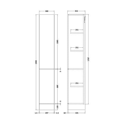 [BFFFL163] 300 Tall Unit (335) Slab - Technical Drawing