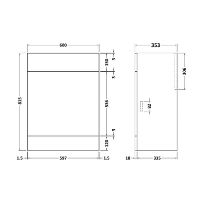[BFFFL3148] 600 Wc Unit (335) Slab - Technical Drawing