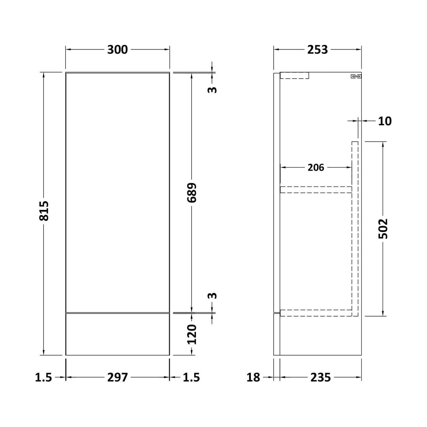 [BFFFL3281] 300 Base Unit (235) Slab - Technical Drawing