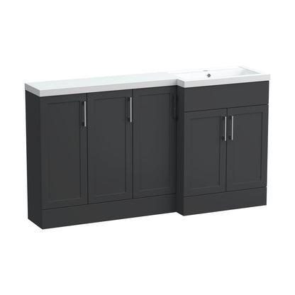 [BFFHR1412R] Pirehill Traditional Floor Standing 5 Door Combination Vanity Basin Unit with Polymarble Basin, 1500mm, Right Hand, Dark Grey - Cutout
