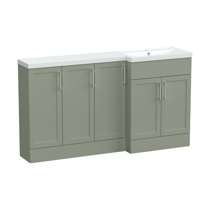 [BFFHR3112R] Pirehill Traditional Floor Standing 5 Door Combination Vanity Basin Unit with Polymarble Basin, 1500mm, Right Hand, Fern Green - Cutout