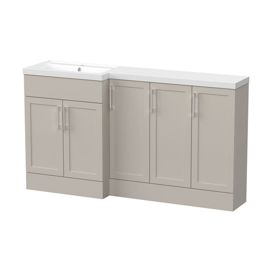 [BFFHR3212L] Pirehill Traditional Floor Standing 5 Door Combination Vanity Basin Unit with Polymarble Basin, 1500mm, Left Hand, Pebble Grey - Cutout