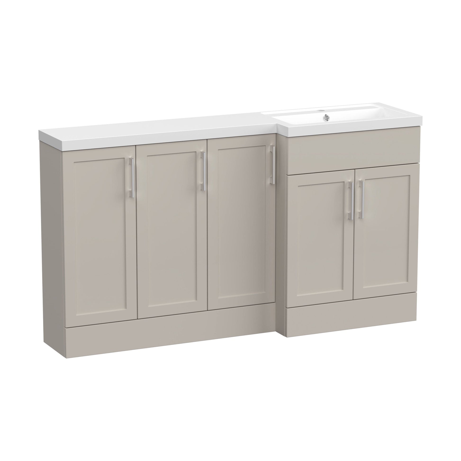 [BFFHR3212R] Pirehill Traditional Floor Standing 5 Door Combination Vanity Basin Unit with Polymarble Basin, 1500mm, Right Hand, Pebble Grey - Cutout