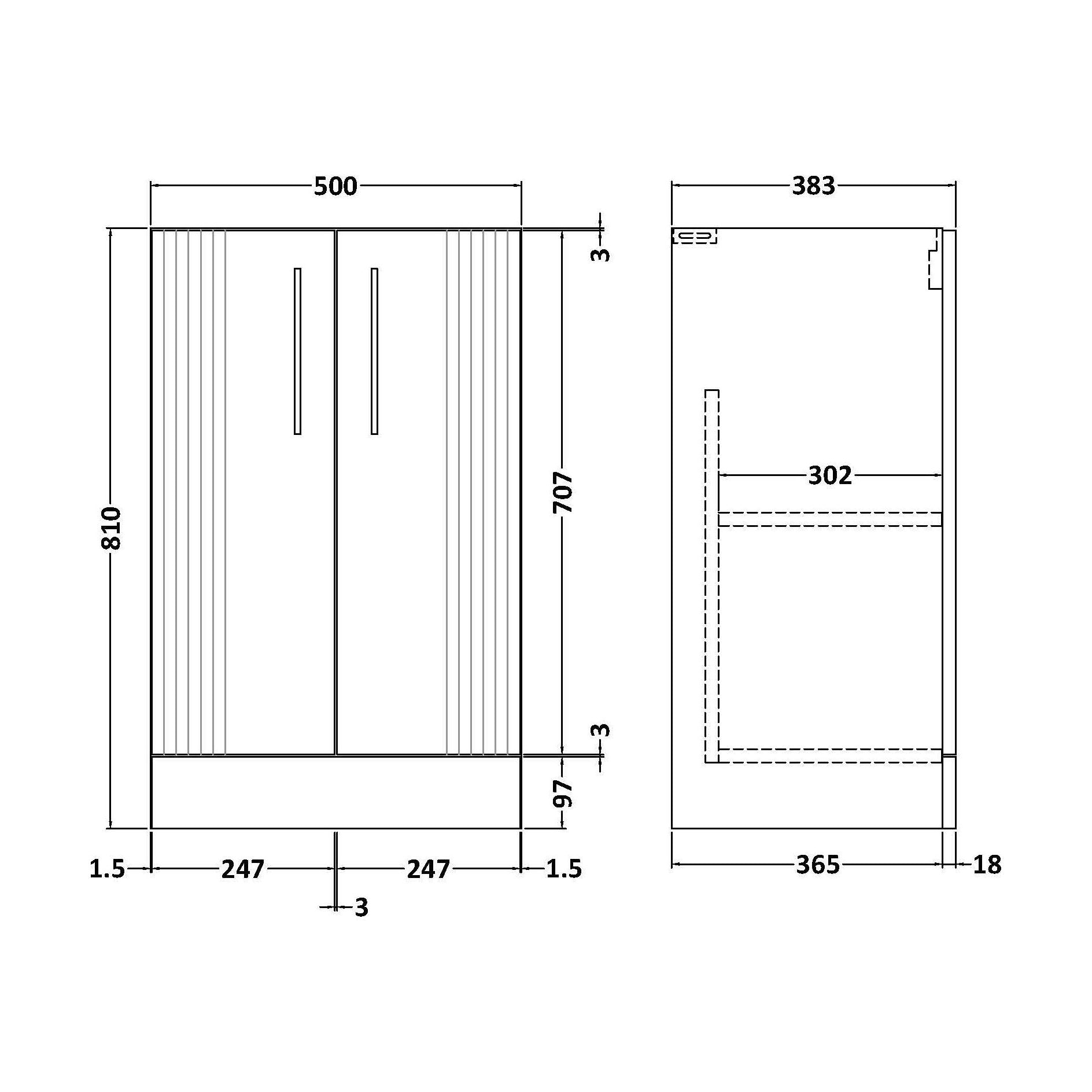 [BFFL123] 500 F/S 2-Door Unit - Technical Drawing