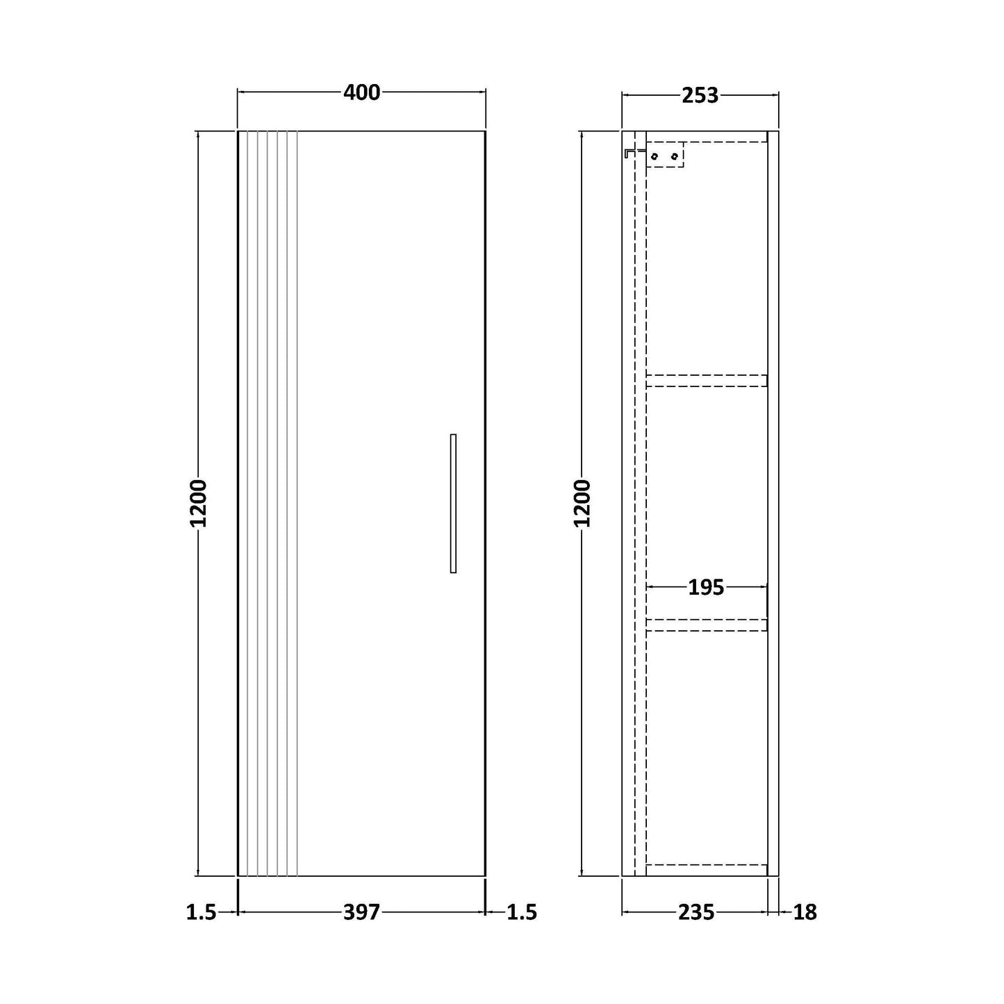 [BFFL1462] 400 Tall Unit - Technical Drawing