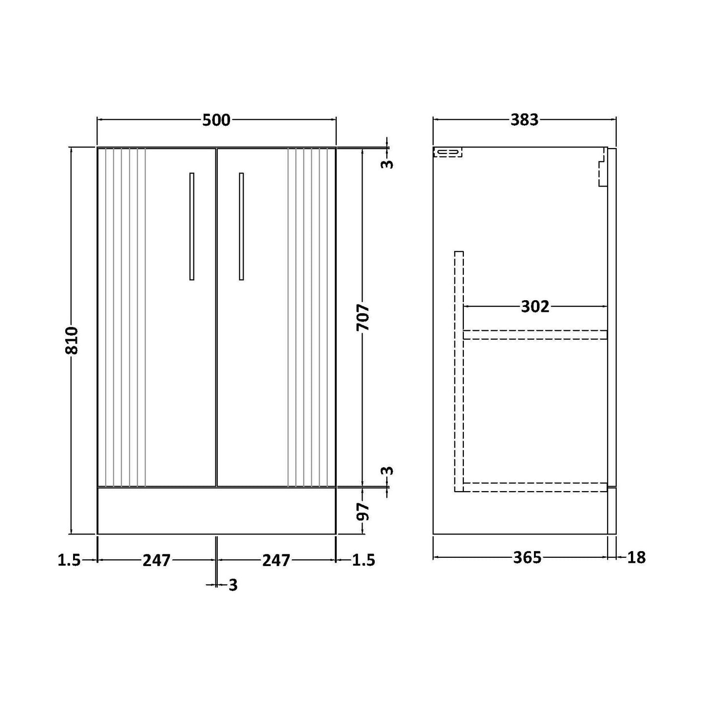 [BFFL223] 500 F/S 2-Door Unit - Technical Drawing