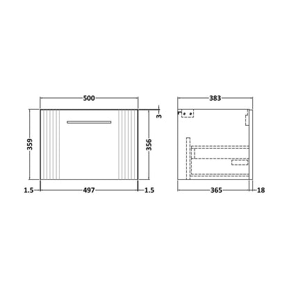 [BFFL291] 500 W/H Single Drawer Unit - Technical Drawing