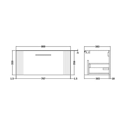 [BFFL296] 800 W/H Single Drawer Unit - Technical Drawing