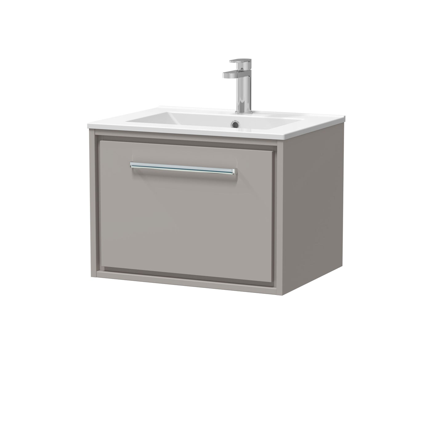 [BFFL3222C] Longnor Modern Bathroom Wall Hung Single Drawer Vanity Unit & Basin, Choice of Size and Colour - Cutout
