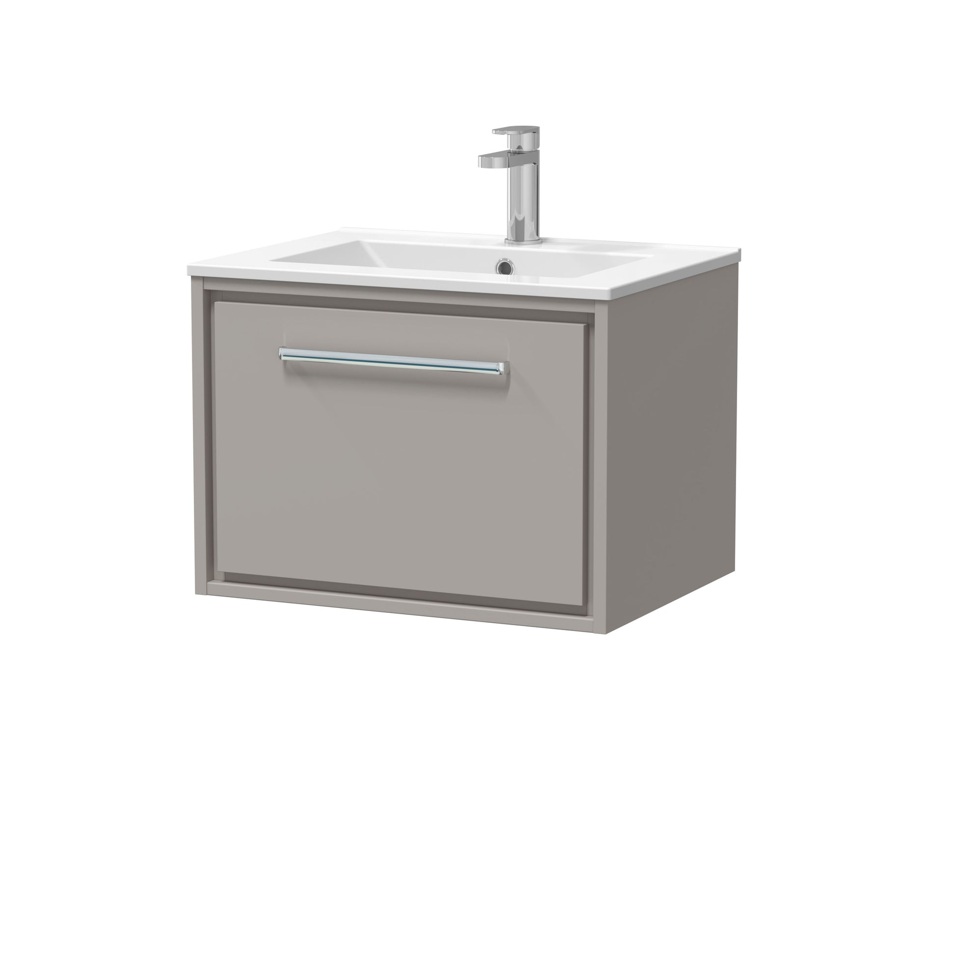 [BFFL3222C] Longnor Modern Bathroom Wall Hung Single Drawer Vanity Unit & Basin, Choice of Size and Colour - Cutout
