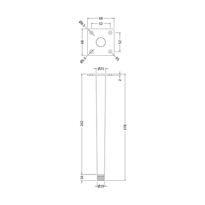 [BFFL326] 260mm Decorative Leg Set (Pair) - Technical Drawing