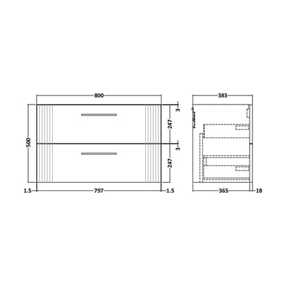 [BFFL395] 800 W/H 2-Drawer Unit - Technical Drawing