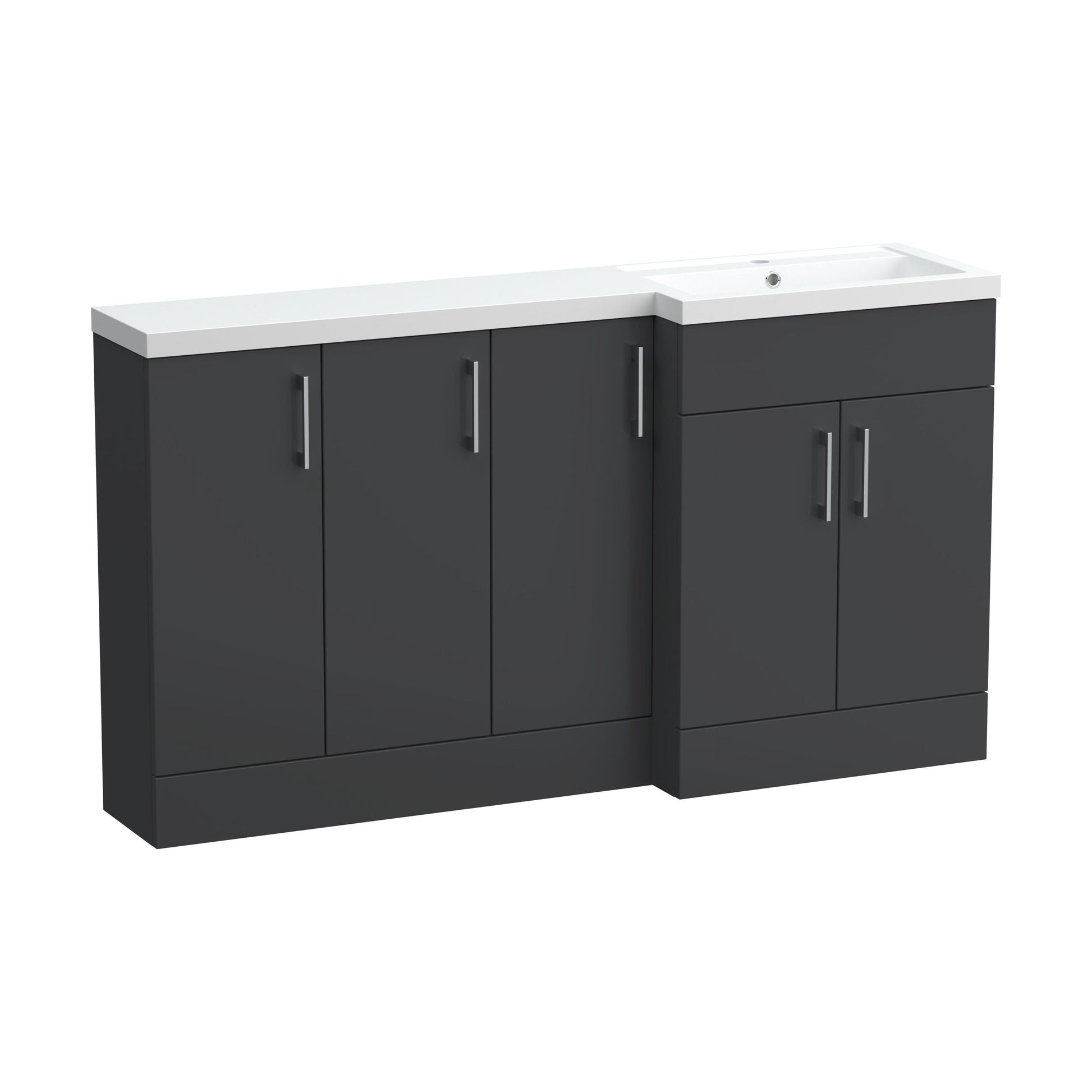 [BFFLR1412R] Wichnor Contemporary Floor Standing 5 Door Vanity Basin Combination Unit with Polymarble Basin, 1500mm, Right Hand, Dark Grey - Cutout