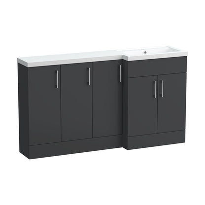 [BFFLR1412R] Wichnor Contemporary Floor Standing 5 Door Vanity Basin Combination Unit with Polymarble Basin, 1500mm, Right Hand, Dark Grey - Cutout