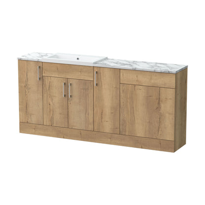 [BFFLR1815] Wichnor Contemporary Floor Standing 4 Door Vanity Basin WC Unit with Polymarble Basin and Laminate Worktop, 1800mm, Autumn Oak - Cutout