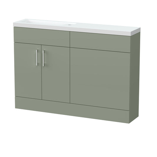 [BFFLR3103] Wichnor Contemporary Floor Standing Compact 2 Door Combination Vanity Basin WC Unit with Polymarble Basin, 1200mm, Fern Green - Cutout