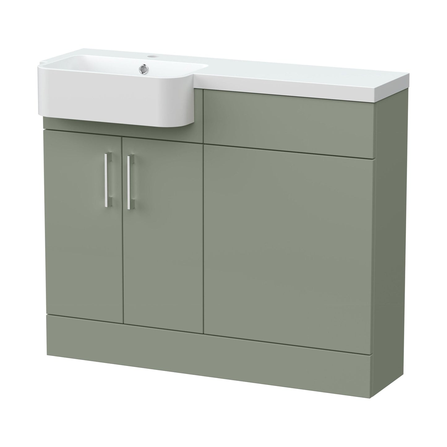 [BFFLR3104L] Wichnor Contemporary Floor Standing Compact 2 Door Combination Vanity Basin WC Unit with Polymarble Basin, 1000mm, Left Hand, Fern Green - Cutout