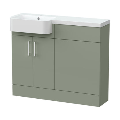 [BFFLR3104L] Wichnor Contemporary Floor Standing Compact 2 Door Combination Vanity Basin WC Unit with Polymarble Basin, 1000mm, Left Hand, Fern Green - Cutout