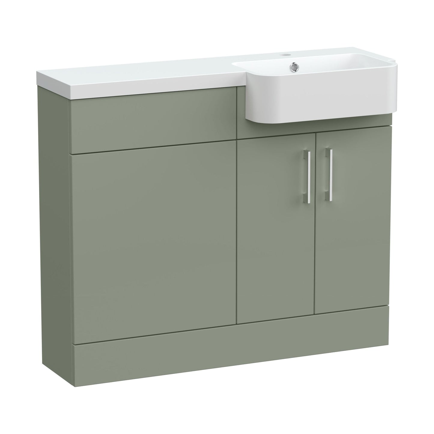 [BFFLR3104R] Wichnor Contemporary Floor Standing Compact 2 Door Combination Vanity Basin WC Unit with Polymarble Basin, 1000mm, Right Hand, Fern Green - Cutout