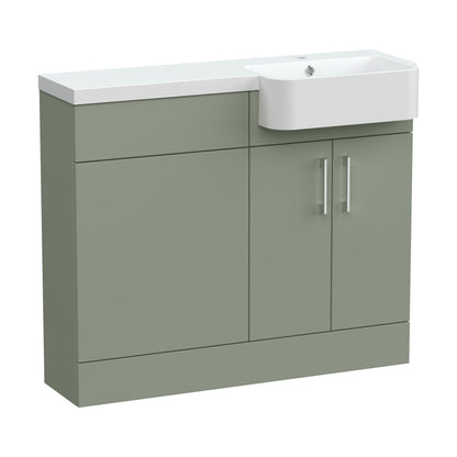 [BFFLR3104R] Wichnor Contemporary Floor Standing Compact 2 Door Combination Vanity Basin WC Unit with Polymarble Basin, 1000mm, Right Hand, Fern Green - Cutout