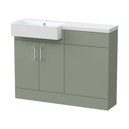 [BFFLR3107L] Wichnor Contemporary Floor Standing Compact 2 Door Vanity Basin WC Unit with Polymarble Basin, 1100mm, Left Hand, Fern Green - Cutout