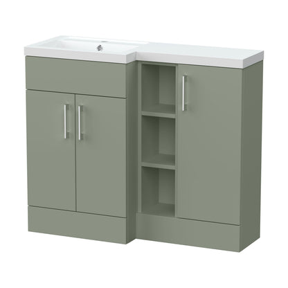 [BFFLR3108L] Wichnor Contemporary Floor Standing 3 Door Vanity Basin WC Unit with Polymarble Basin, 1000mm, Left Hand, Fern Green - Cutout