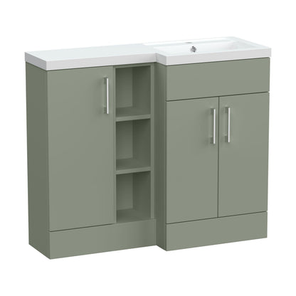 [BFFLR3108R] Wichnor Contemporary Floor Standing 3 Door Vanity Basin WC Unit with Polymarble Basin, 1000mm, Right Hand, Fern Green - Cutout