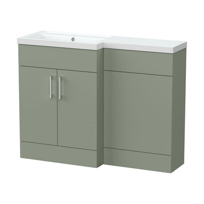 [BFFLR3109L] Wichnor Contemporary Floor Standing 2 Door Vanity Basin WC Unit with Polymarble Basin, 1100mm, Left Hand, Fern Green - Cutout