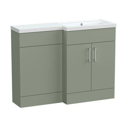 [BFFLR3109R] Wichnor Contemporary Floor Standing 2 Door Vanity Basin WC Unit with Polymarble Basin, 1100mm, Right Hand, Fern Green - Cutout