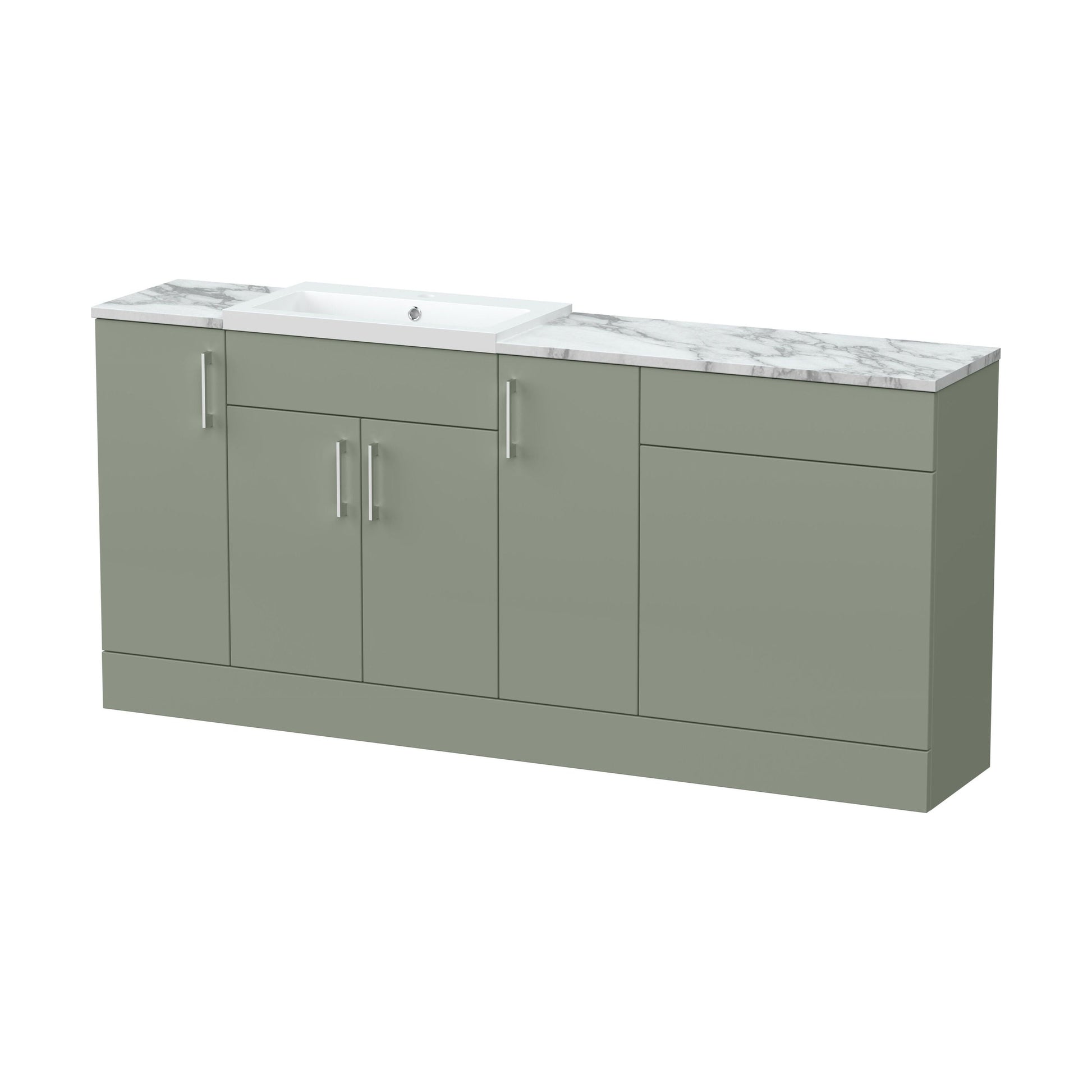 [BFFLR3115] Wichnor Contemporary Floor Standing 4 Door Vanity Basin WC Unit with Polymarble Basin and Laminate Worktop, 1800mm, Fern Green - Cutout