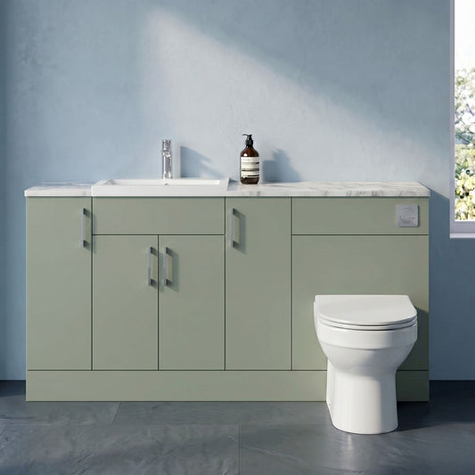 [BFFLR3115] Wichnor Contemporary Floor Standing 4 Door Vanity Basin WC Unit with Polymarble Basin and Laminate Worktop, 1800mm, Fern Green - Silo