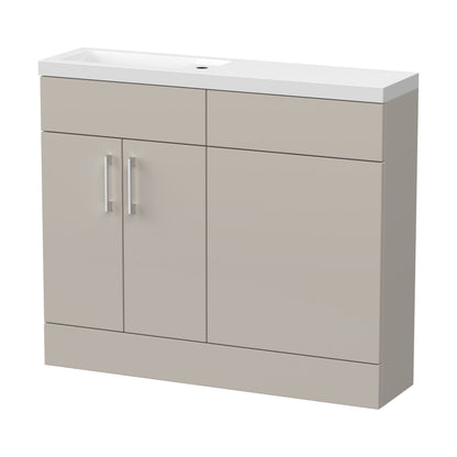 [BFFLR3201] Wichnor Contemporary Compact Floor Standing 2 Door Vanity Basin WC Unit with Polymarble Basin, 1000mm, Pebble Grey - Cutout