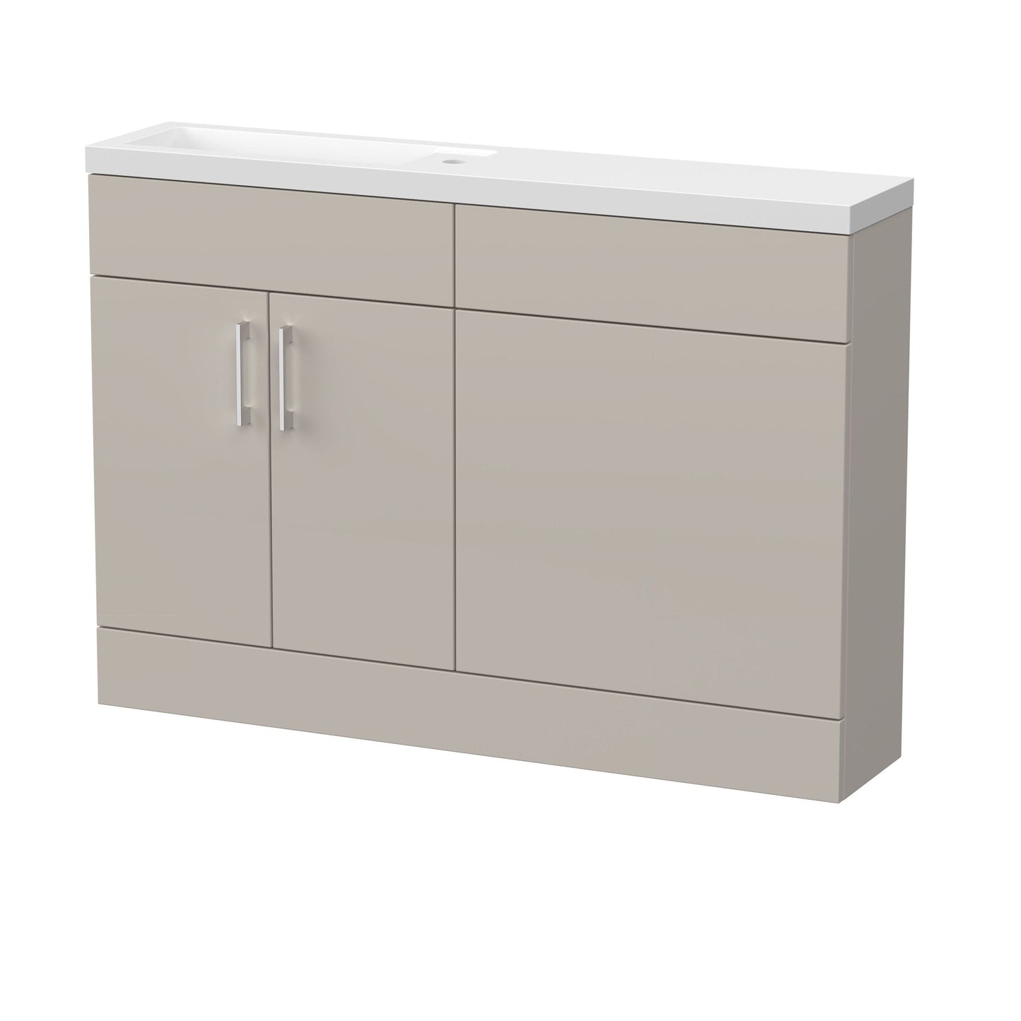 [BFFLR3203] Wichnor Contemporary Floor Standing Compact 2 Door Combination Vanity Basin WC Unit with Polymarble Basin, 1200mm, Pebble Grey - Cutout