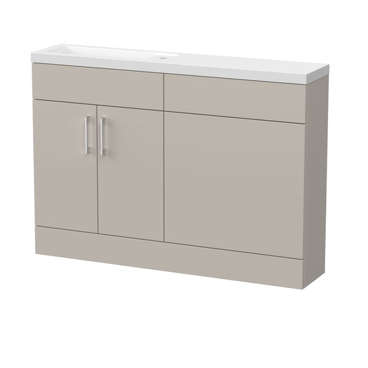 [BFFLR3203] Wichnor Contemporary Floor Standing Compact 2 Door Combination Vanity Basin WC Unit with Polymarble Basin, 1200mm, Pebble Grey - Cutout