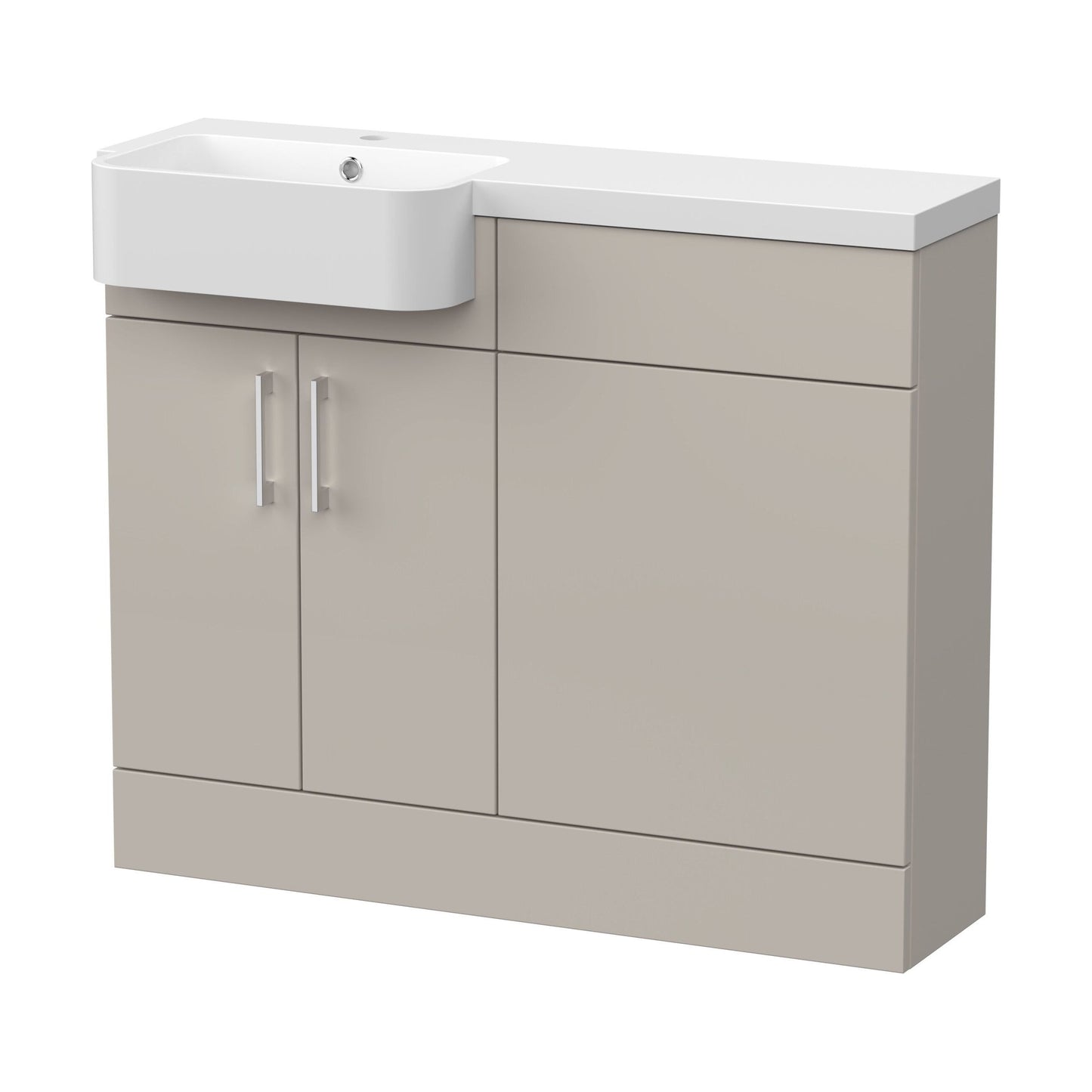 [BFFLR3204L] Wichnor Contemporary Floor Standing Compact 2 Door Combination Vanity Basin WC Unit with Polymarble Basin, 1000mm, Left Hand, Pebble Grey - Cutout